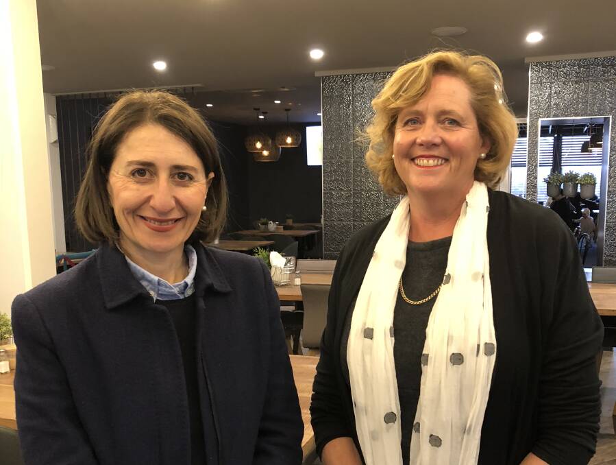 WAGGA VISIT: NSW Premier Gladys Berejiklian with Julia Ham, who is standing for the Liberal Party in the Wagga byelection. Picture: Jody Lindbeck
