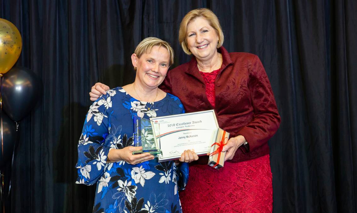 Jennifer McKenzie is pictured with Murrumbidgee Local Health District chief executive Jill Ludford at the district's excellence in health awards in July.