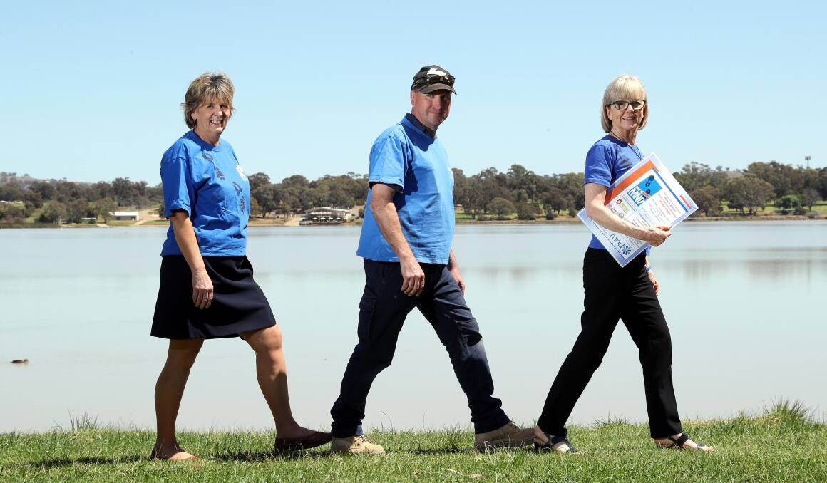 BEST FOOT FORWARD: Denise Hart, Les Gray and Pat O'Hara will be joining a fundraiser to find a cure for motor neurone disease. Picture: Les Smith
