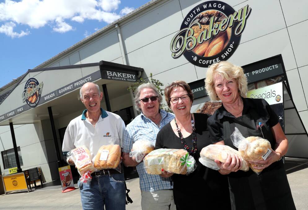 FAREWELL: Bob Malone, Brian Bruce, Lorraine Richter-Malone and Frances Bruce are leaving South Wagga Bakery after 19 years.