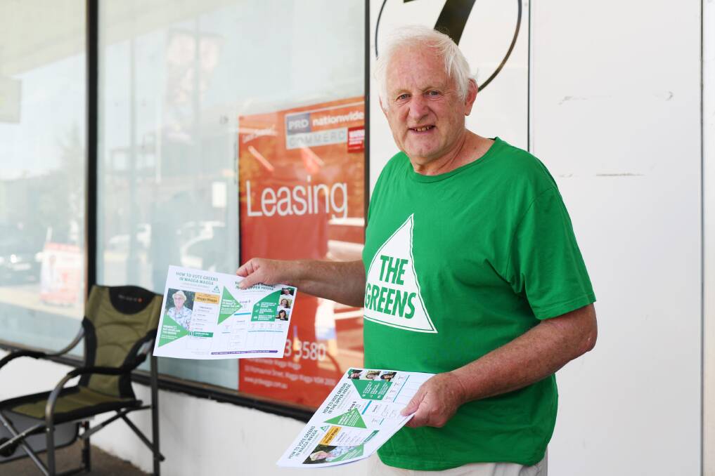 The Greens' candidate for the federal seat of Riverina was helping out during the state election in March.
