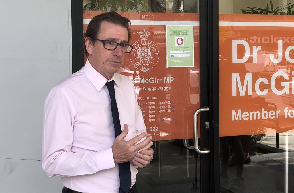 Member for Wagga, Joe McGirr, outside his Wagga office. Picture: Jody Lindbeck