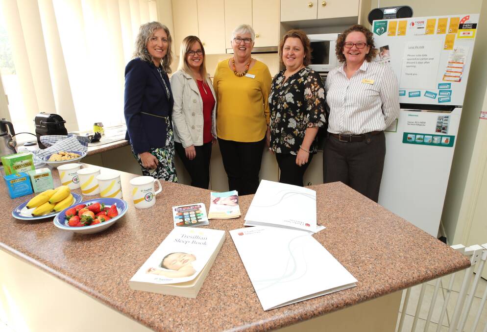 Keryl de Haan. Jo Carlisle, Maree Bernoth, Lucinda Clay and Karen Griffin want to hear from new mums about online support programs. Picture: Les Smith