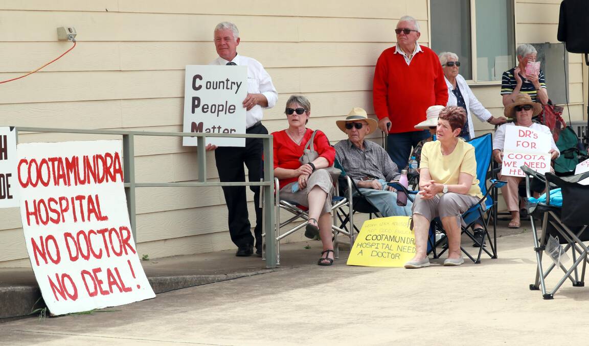 Regional residents called for an end to the rural doctor shortage at a rally in Wagga in October.