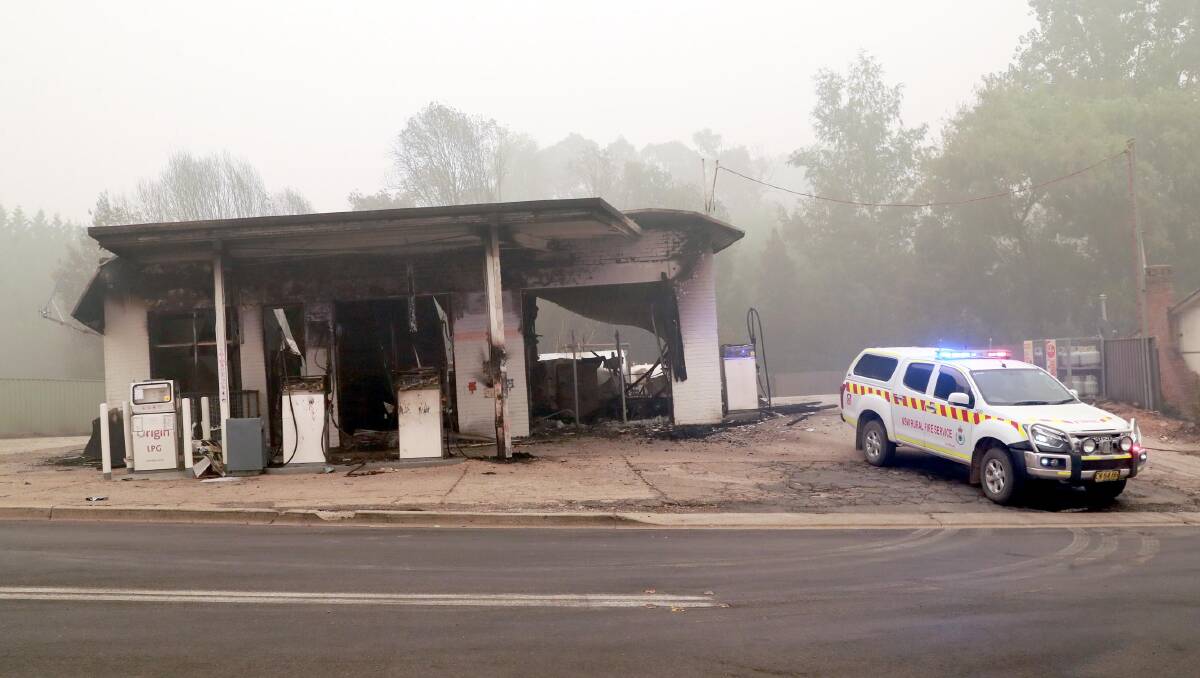 Batlow's service station was hit by the bushfire.