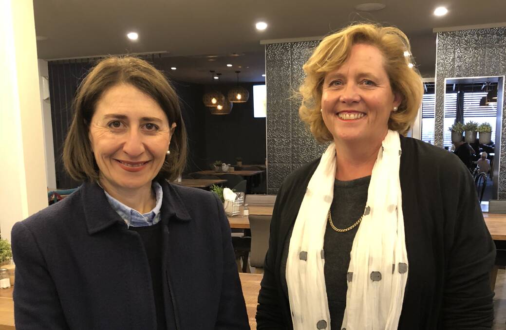 NSW Premier Gladys Berejiklian with Julia Ham, the Liberals' candidate in the upcoming Wagga byelection. Picture: Jody Lindbeck