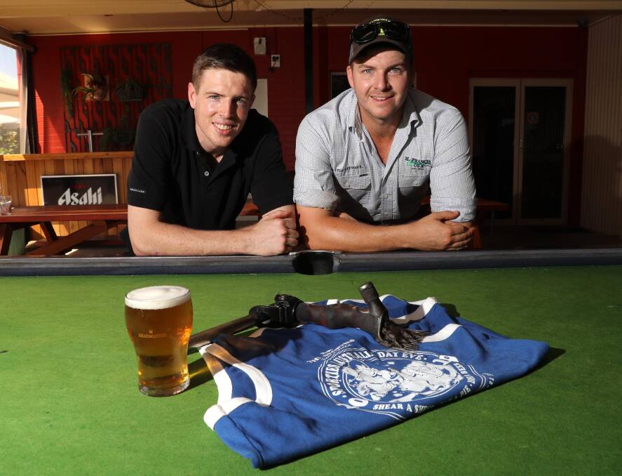 SHEARS AND BEERS: Ben Stratton and Matt Hawker are encouraging blokes to enjoy a light-hearted atmosphere and and check in with a mate. Picture: Les Smith