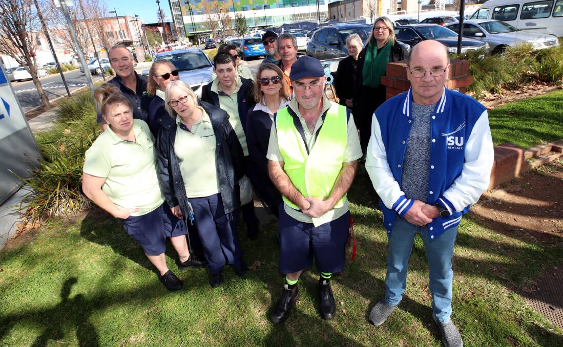 SAFETY PUSH: The Health Services Union's Graeme Baillie (right) with the union's acting Wagga Base Hospital president Shaun Dwyer at the protest rally. Pictures: Les Smith