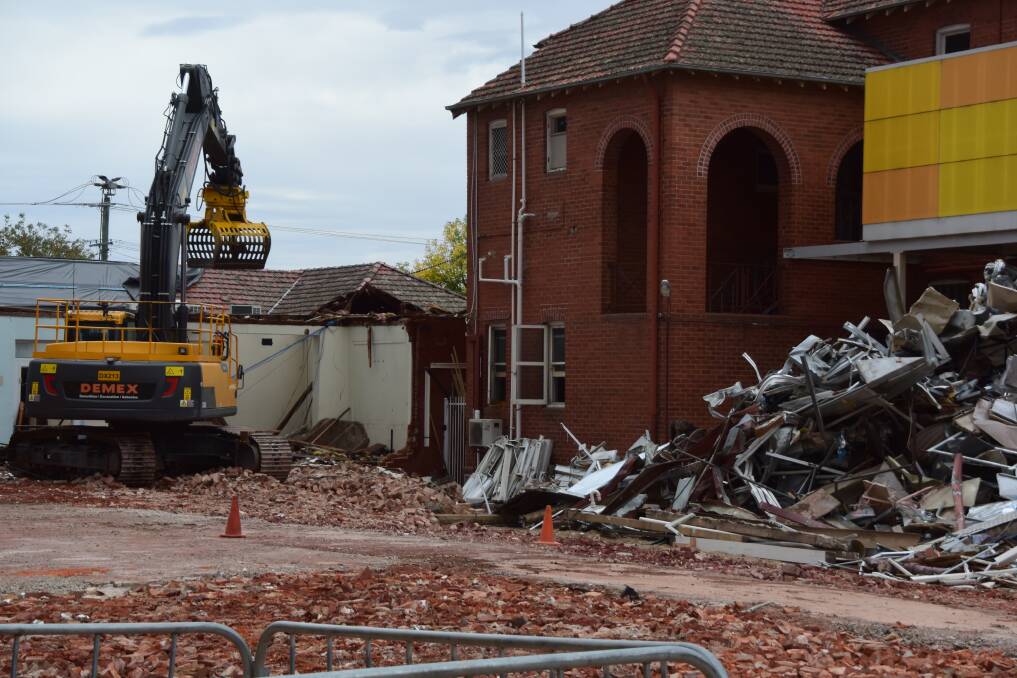 NEW ERA: The original Wagga District Hospital building is being removed to make way for the new facilities, as part of the massive hospital upgrade.