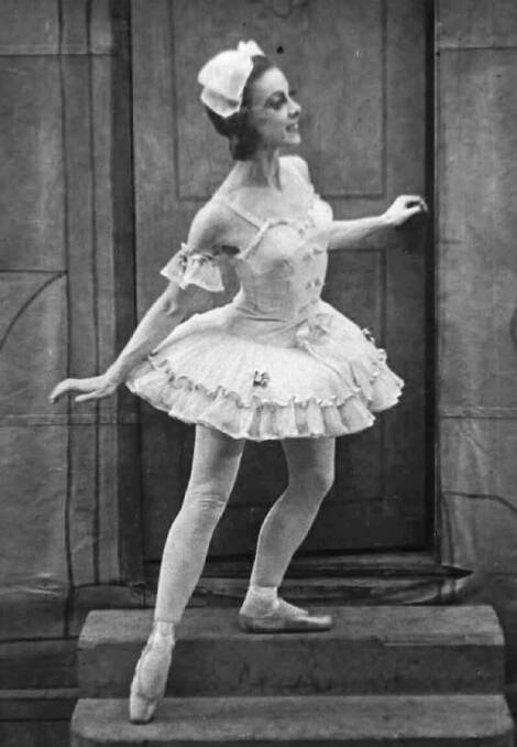 Edna Busse, who would later establish a ballet academy in Wagga, performing Coppelia with the Borovansky Ballet in about 1946. 