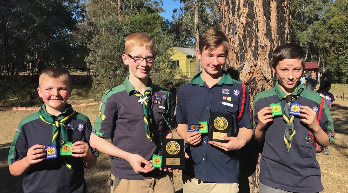 TOP JOB: The successful 1st Wagga Scout patrol of (from left) Liam Logan, James Pitstock, Ryan, Hilder and Caleb Cochrane, who shone at the state Scout Rally.