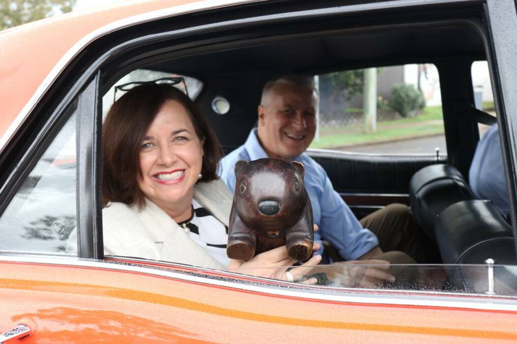 Deputy Prime Minister, The Nationals leader and Member for Riverina Michael McCormack on the campaign trail with his wife Catherine and the wombat mascot traditionally carried by party leaders during campaigns.