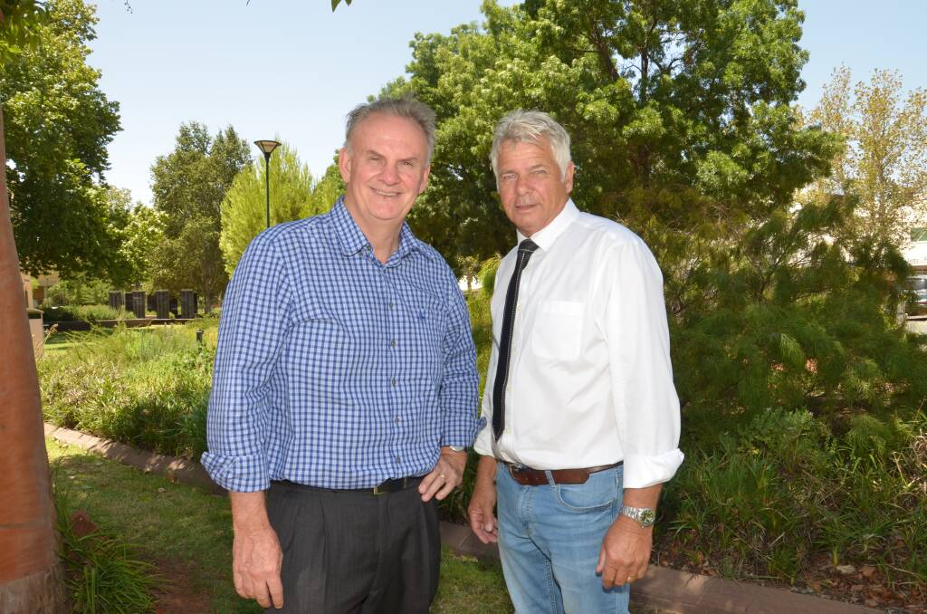 Former Labor leader turned One Nation candidate Mark Latham (left) launched the campaign of party colleague Thomas Weyrich, who is standing in the seat of Murray.