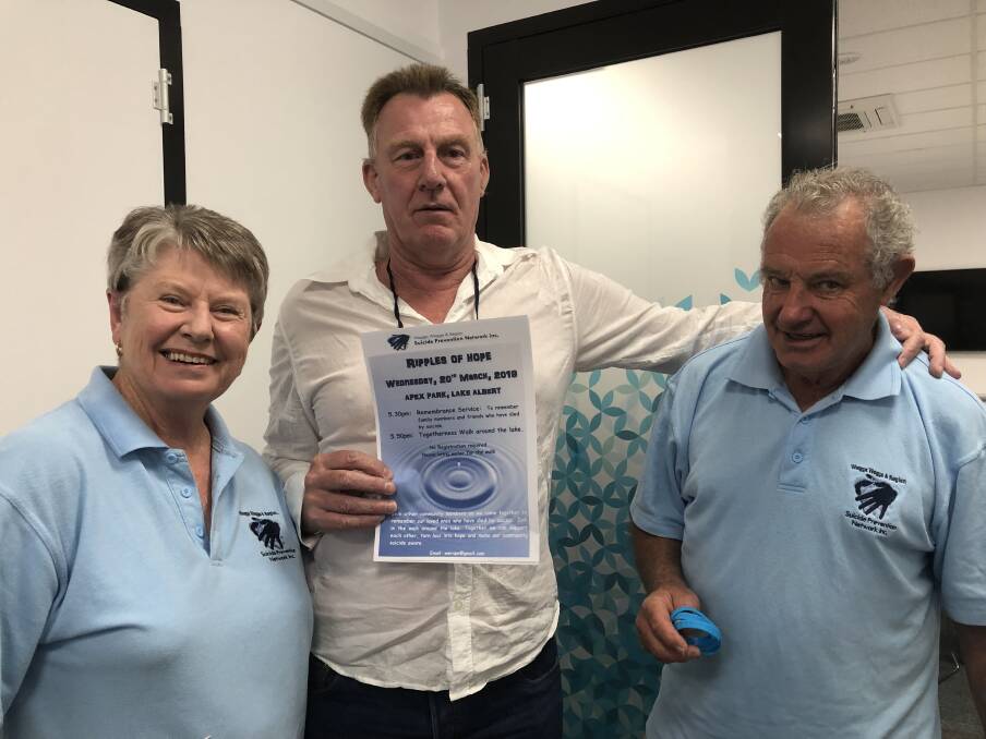 HELP AND UNDERSTANDING: Nola Baker, Ray Smith and David Schulz have found support at the Wagga and Region Suicide Support Network.