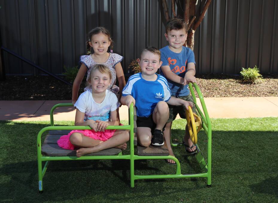 HEADING OFF: Five-year-olds Jasmyne Jensen, Evie Slieker,  Alexander Sweeney and Hudson Pollard will soon be leaving the Early Years Learning Centre in Turvey Park to start kindergarten. Picture: Les Smith
