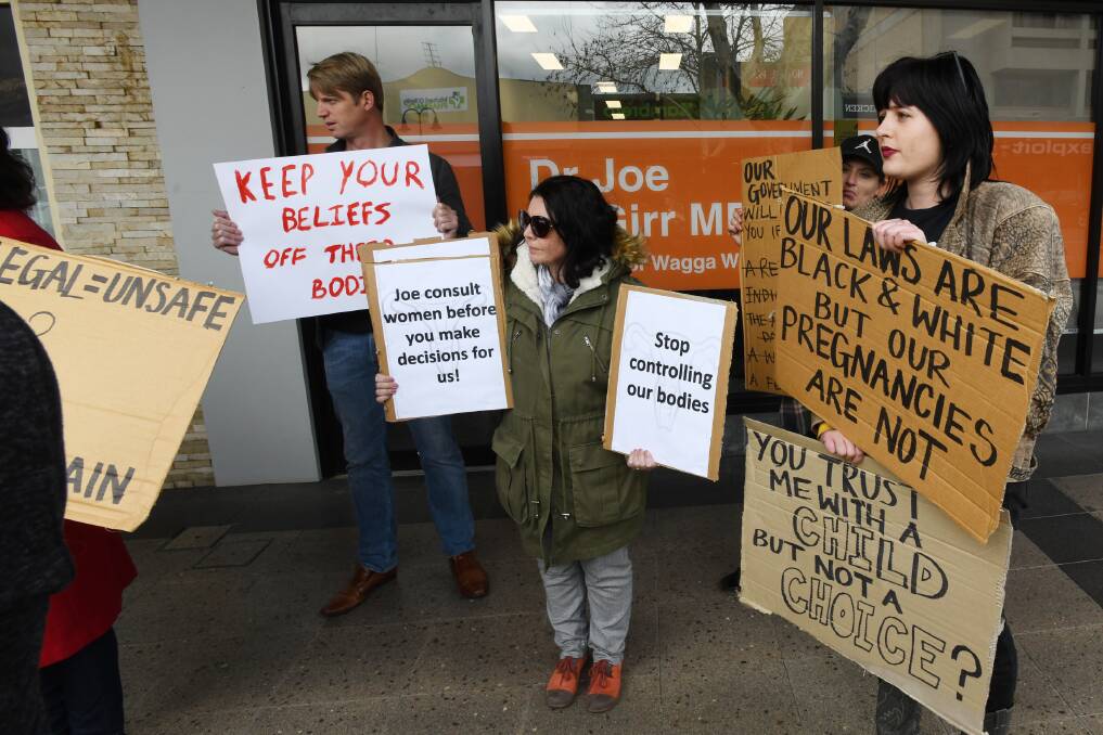 CALL FOR CHANGE: Protesters gathered outside the office of Member for Wagga Joe McGirr in August to call for him to back the bill to decriminalise abortion.