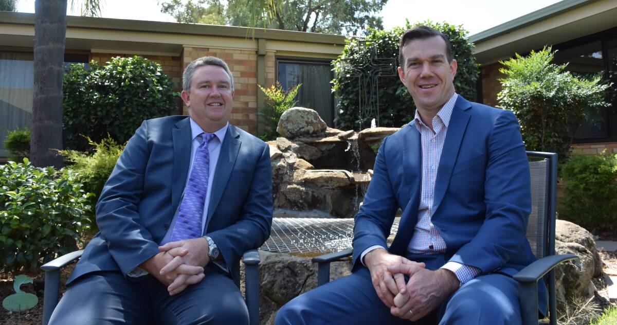 COMMUNITY CONNECTION: Chief executive officer of The Forrest Centre Evan Robertson with Brendan Moore, the state manager of LASA. 