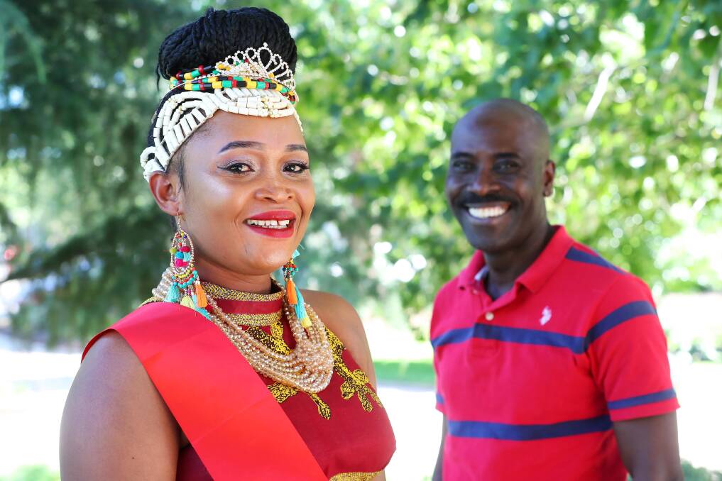 Samuel Avo with Patricia Layweh, the first Wagga Miss Africa.