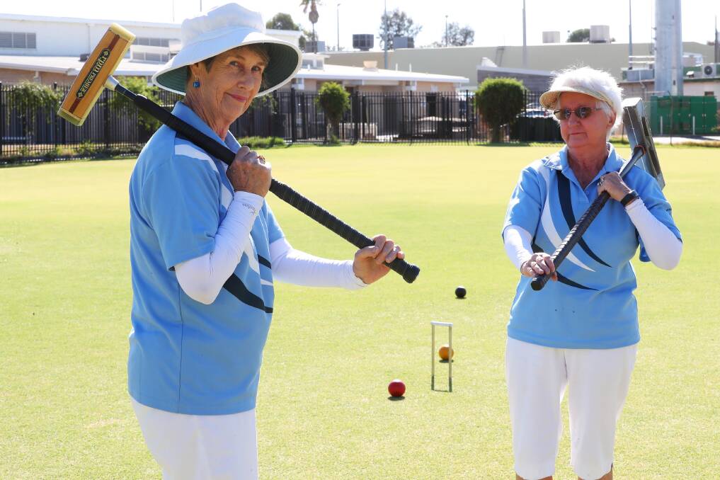OVERLOOKED: Wendy Lloyd and Robyn Willis at the Wagga Croquet Club on the weekend. Picture: Emma Hillier
