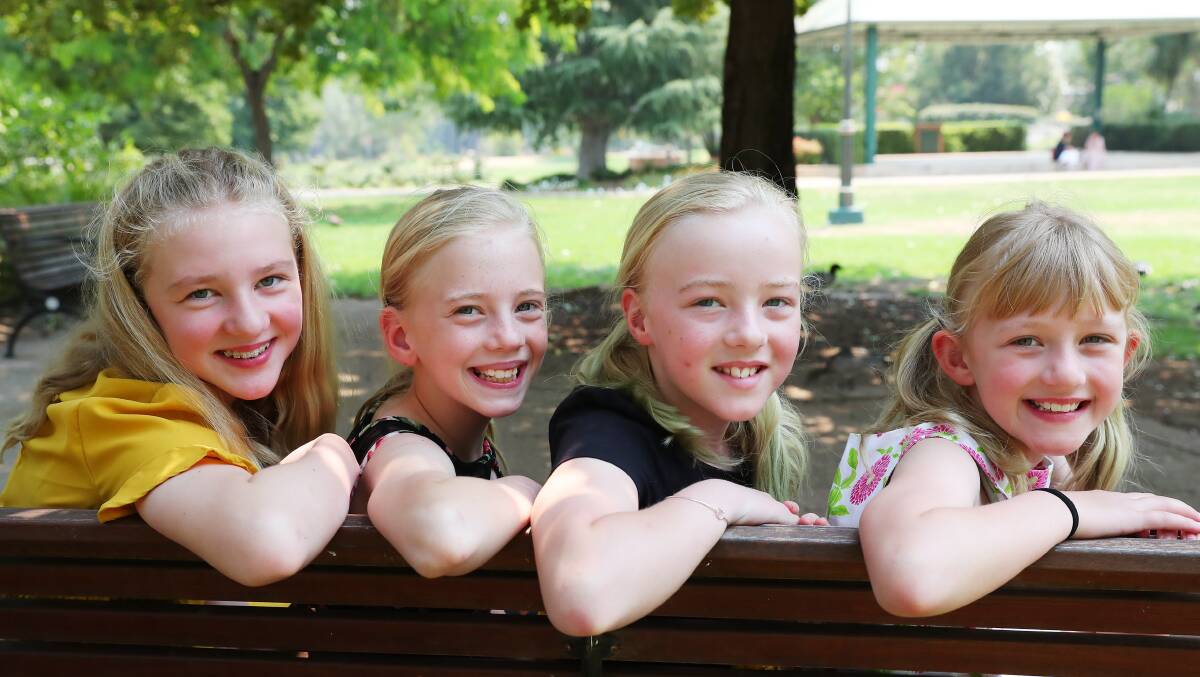SPECIAL GIFT: Sisters Lulu, 12, Niamh, 10, Daisy, 10, and Cecile Farrell 9, wanted to cheer up their parents, who have been affected by the bushfires. Picture: Emma Hillier