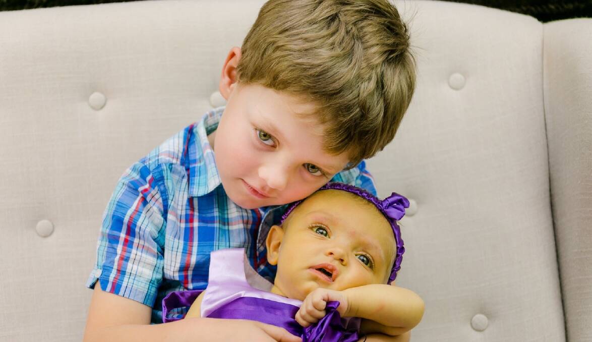 Addison Curry with her older brother Liam. Picture: Kris Daley Photography