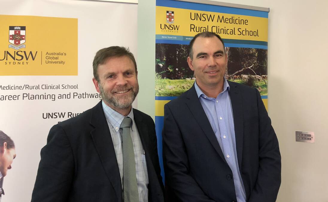 WAGGA MEDICAL SCHOOL: Acting Dean of Medicine for the University of NSW Tony Kellerher (left) with Carl Henman, a Wagga GP and obstetrician, who undertook his final two years of study in his home city.