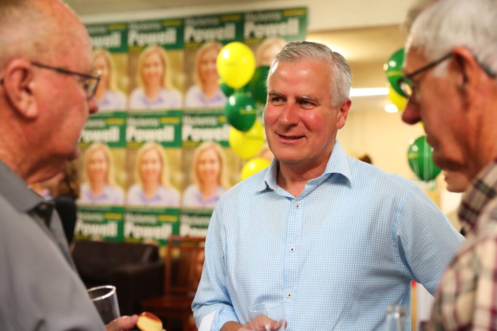 The Nationals' federal leader Michael McCormack during the state election campaign, during which he supported his party's candidate Mackenna Powell.