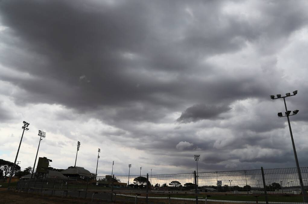 A storm rolls in above the Wagga showground. Picture: Emma Hillier
