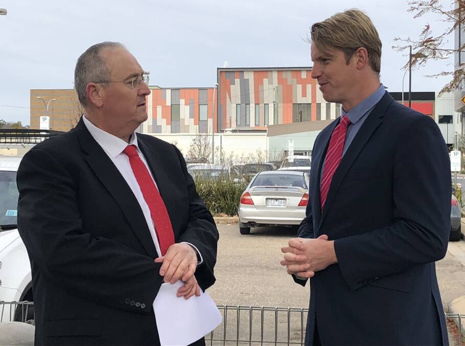 Opposition spokesman for health Walt Secord with Dan Hayes, who will be Labor's candidate in the Wagga by-election, which is expected to be called this week. Picture: Jody Lindbeck.