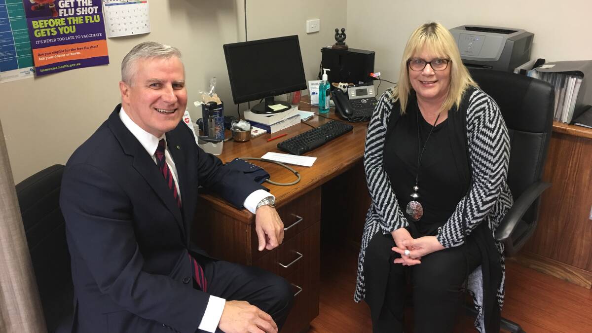 Riverina MP Michael McCormack and Kooringal Medical Centre's Cheryl Balkwill. 