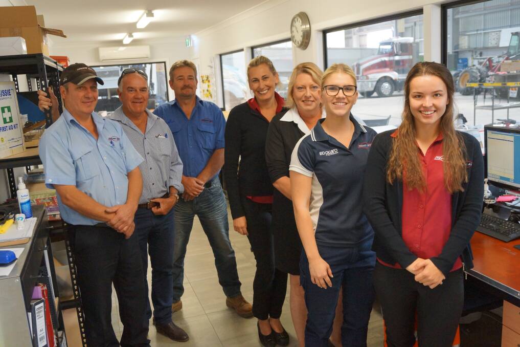 Strong team: The office team (left to right) Peter Ryan, Terry Gibbs (owner), Mal Lean, Lisa Reynoldson, Shirlene Curtis, Nicole Gibbs and Jessica Kent.