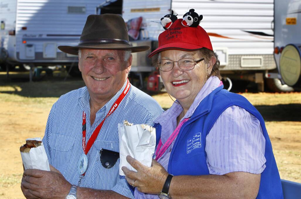 Friendships: Michael Bull from Kennilwell Queensland chats with Sally Stephenson from Devonport Tasmania over some good food at last year's Stone the Crows Festival.