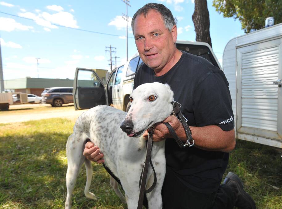 BACK ON TRACK: Wagga trainer Paul Strutt was happy to be back racing  with dog Take The Spot after the ban was reversed. Picture: Kieren L. Tilly