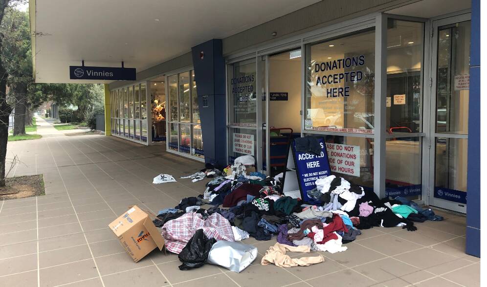 SHAME: Wagga's generosity is going to waste as donations dropped off outside of hours are often raided and then left out in winter weather conditions. Picture: Jess Whitty