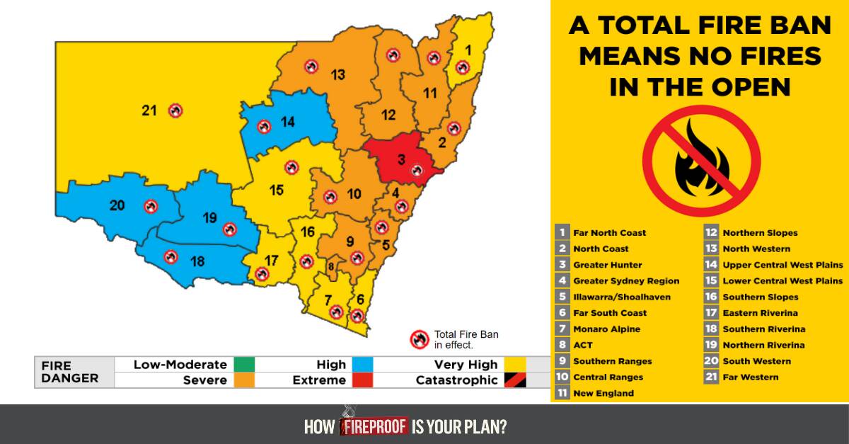 A statewide total fire ban is now in force for today, February 12. Picture: supplied