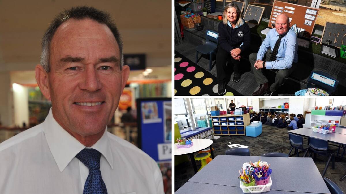 BOOST LEARNING: Two Wagga schools, Wagga Christian College principal Hugh MacCallum (L) and Holy Trinity Primary School principal Paul Jenkins and coordinator, Kym Willis (R), are receiving Federal funding grants totaling $1.5 million to improve the learning outcomes for students. 