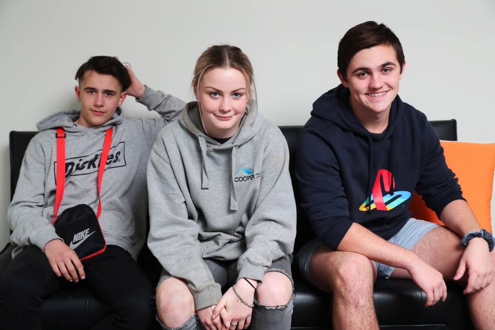 BRIGHT FUTURE: Year 9 students Josh Prowse, 15, and Tara Foley, 15, and year 10 student Tiger Cox-Smith become re-engaged in learning. 