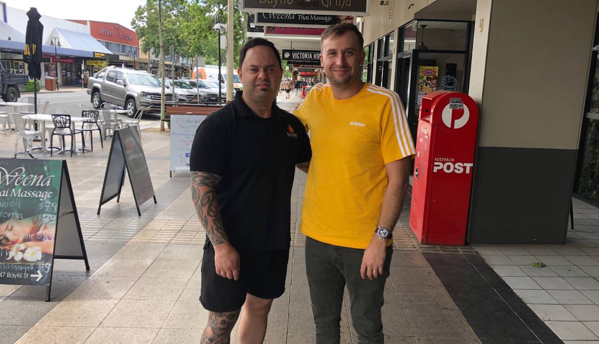 HAPPY OWNERS: Wagga's business owners Bass Sadaka and Robert Baliva say the new delivery company in town: Eat Appy could create better opportunities for their restaurants and customers. 