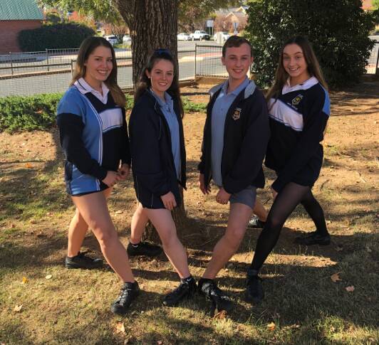 POINTED TOES: Wagga High School students Olivia Muir, 16, Alannah Brett, 15, Connor Polsen, 15, and Angelica Temponeras, 16 are joining the state's top school dancers. 