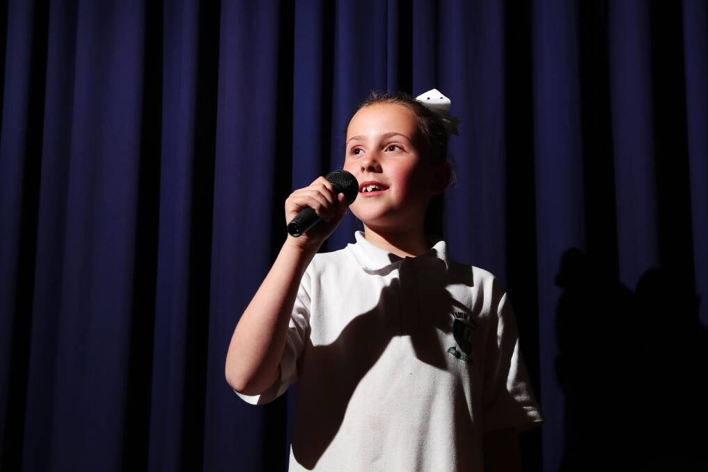 LIGHTS CAMERA ACTION: Year 4 student Jazmin Castle, 10, will be the youngest featured performer in this year's Schools Spectacular. Picture: Emma Hillier