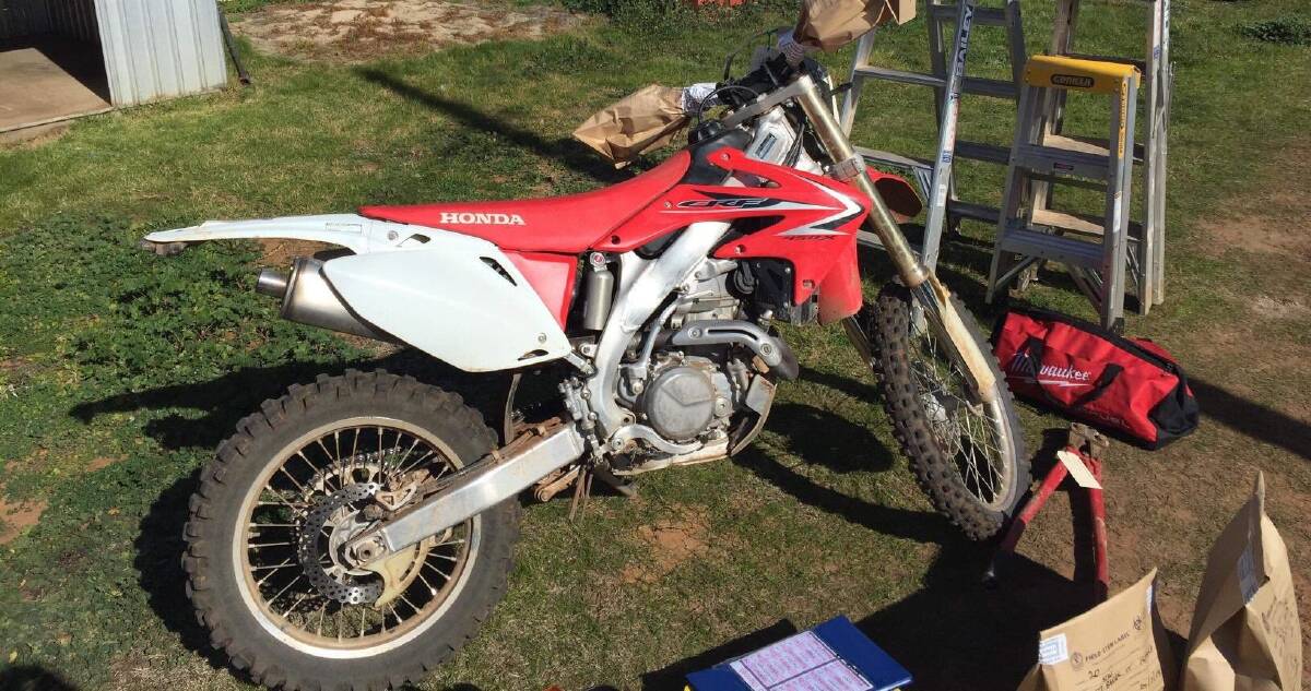 A stolen motorbike was recovered from the Temora property. Picture: supplied