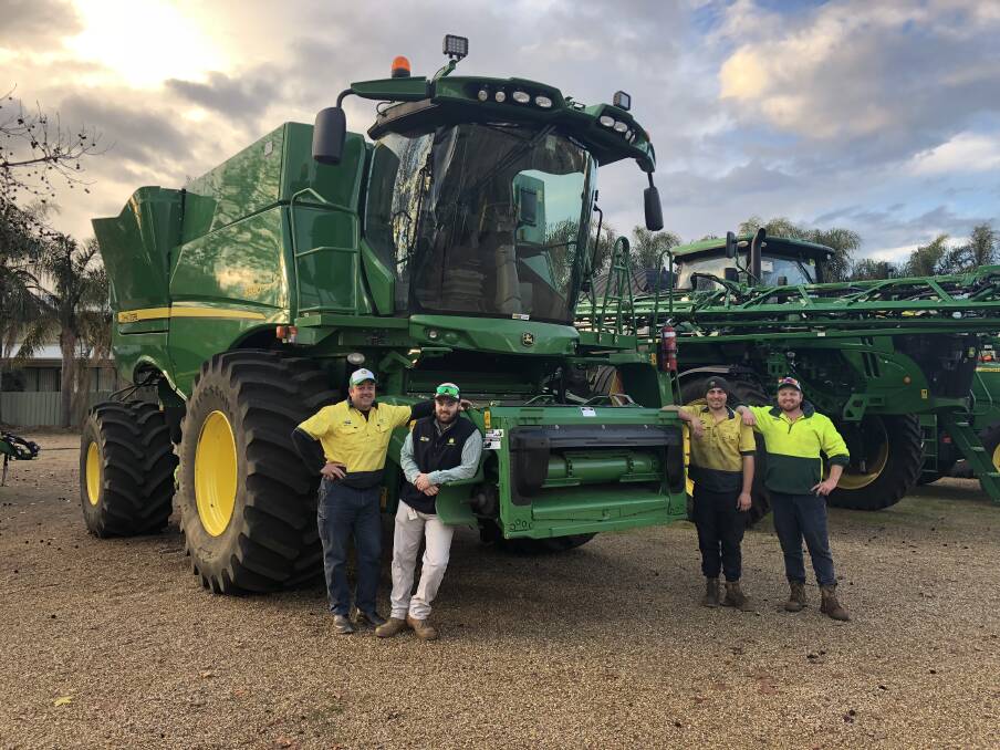 MIGHTY TRACTOR: A partnership between TAFE NSW and a local Wagga business, Hutcheon and Pearce, have developed a program to address the skill shortages in agriculture, Matt Duffy and apprentices Andrew, Sam and Matthew. 