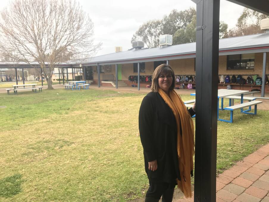Mater Dei Primary School's acting principal, Megan Masterson is standing outside the two outdated classrooms which are proposed to be replaced with modern and collaborative workspaces. Picture: Jess Whitty 