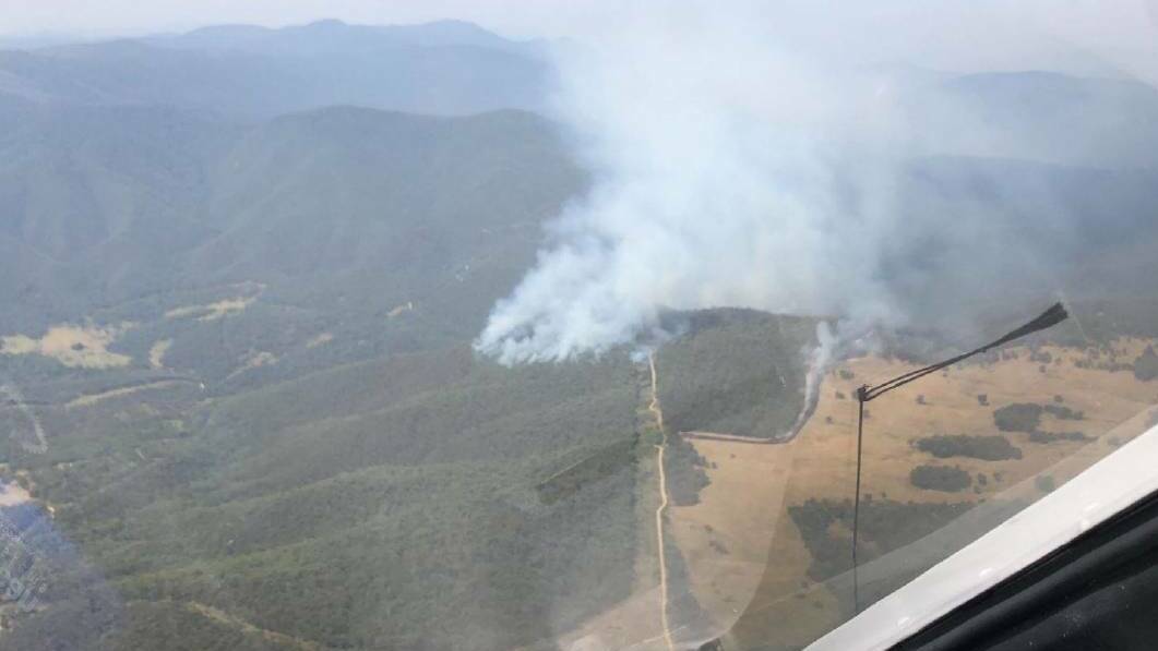  A view from a helicopter of a fire at West Blowering Road near Wereboldera on Friday. Picture: Riverina Highlands RFS
