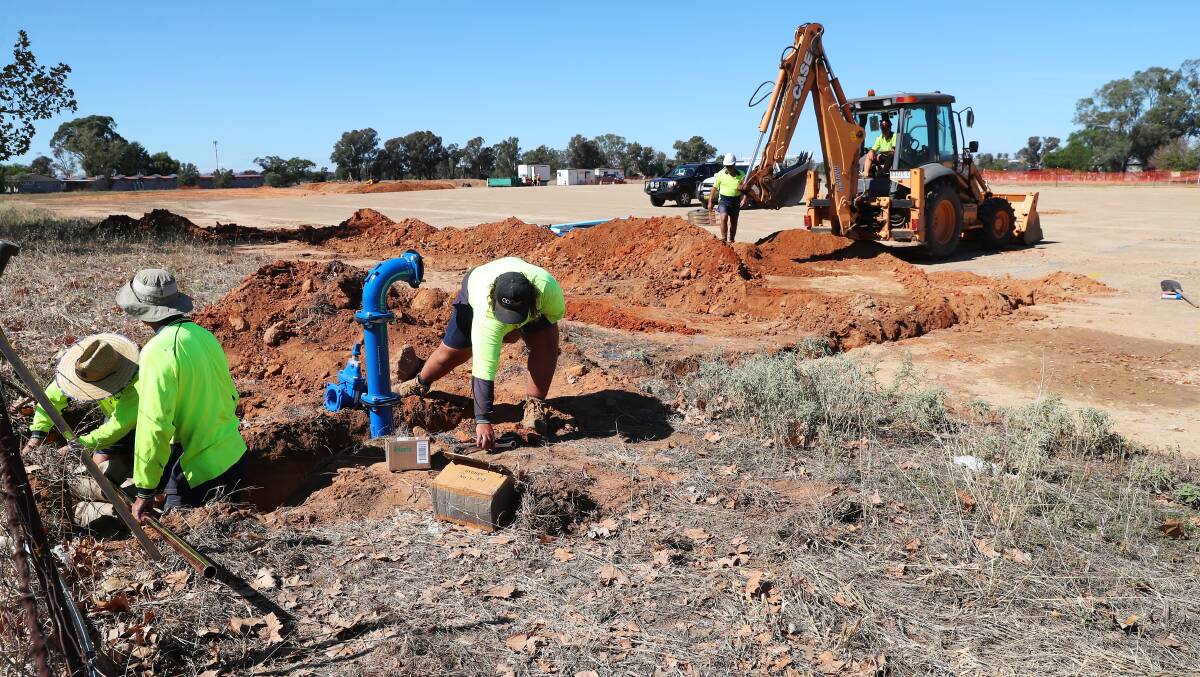 IN THE MAKING: Gumly's large site on the corner of Sturt Highway and Tasman Road finally sees progress for a second BP service station. Picture: Emma Hillier