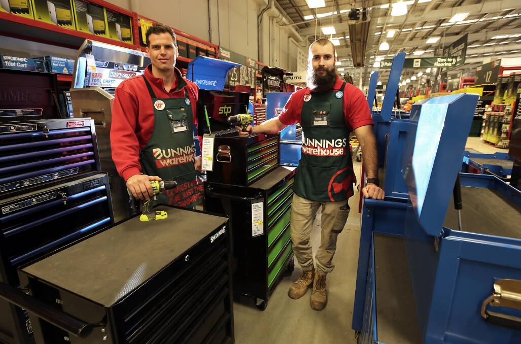 ON THE MOVE: Wagga's Bunnings Warehouse operational manager Matt Ross and team member Matt Beh say the city's growth has led the company to expand. Picture: Les Smith 