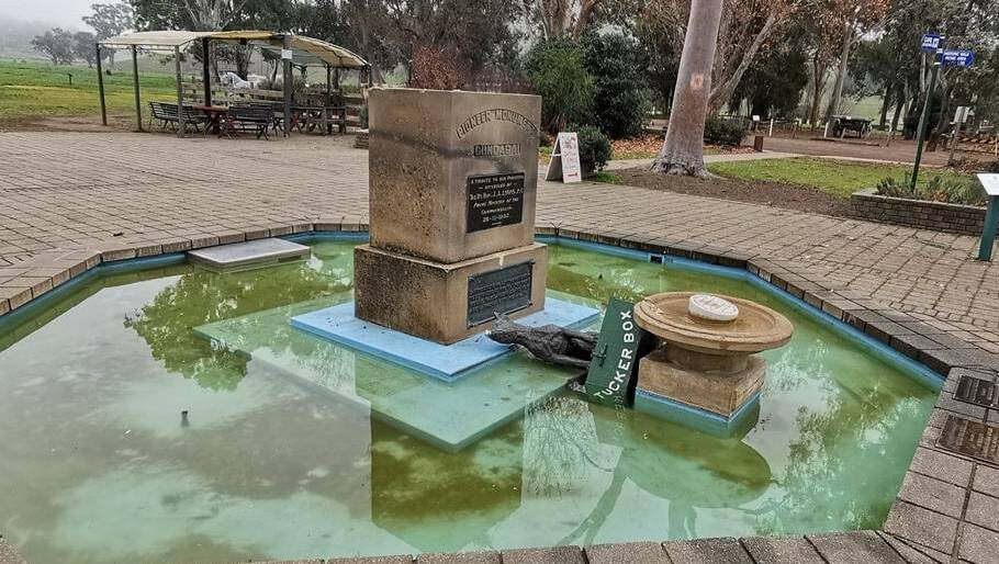 CHARGED: A local man has handed himself in to the Wagga Police Station and charged for allegedly vandalising the dog on the tuckerbox. Picture: supplied