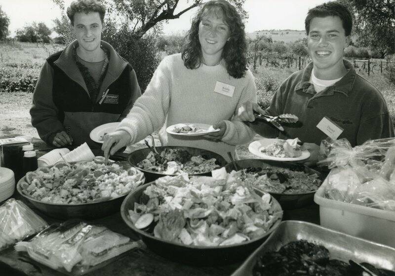 REWIND CLOCK: Nick Kleine, Kristen Habermann and Daniel De Graaf at a wine orientation seminar in Wagga in the 1990s. Picture: supplied
