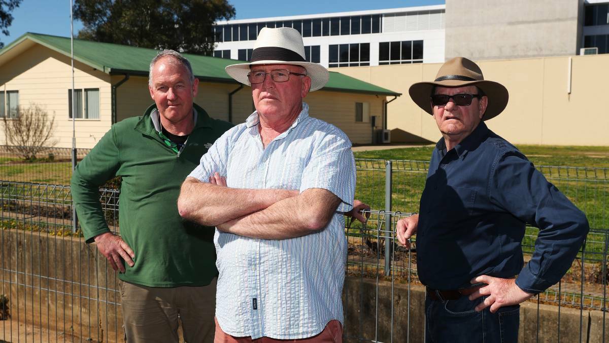 WORRIED: Wagga residents Andrew Blake, Stewart McGregor and Barry McFarlane express concerns over zoning proposal in September. Picture: Emma Hillier