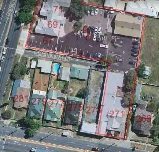 SITE PLANS: Birds eye view of the site in question, 271-273 Edward Street and 67, 69 and 71 Docker Streets. 